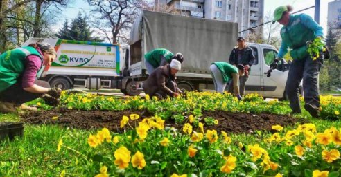 Центр Харькова украшают цветами