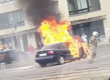 Пожар на Сумской: вспыхнула машина (Telegram)