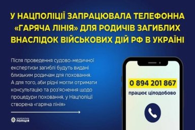 Заработала телефонная &laquo;горячая линия&raquo; для родственников погибших в результате военных действий рф в 