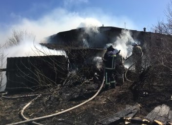 Горящий сухостой повредил теплотрассу и хозпостройки: пожарные решили проблемы (ФОТО)