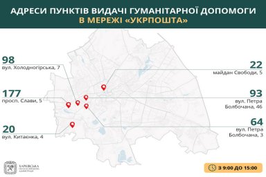 Обновлены адреса пунктов выдачи гуманитарной помощи в Харькове