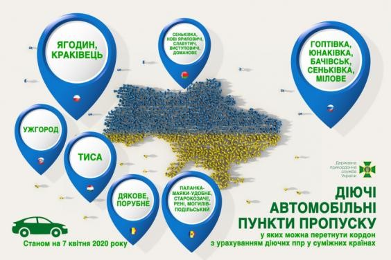 С 7 апреля государственную границу Украины можно будет пересечь только в 19 пунктах пропуска