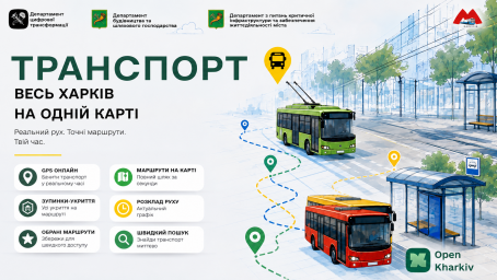 Новий сервіс у &laquo;Open Kharkiv&raquo; допоможе харків&rsquo;янам відстежувати транспорт і знаходити укриття